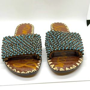 Sam Edelman Gunner Beaded Metallic Blue Beaded 9.5